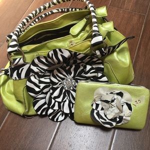 Green/Zebra Print Wallet & Purse